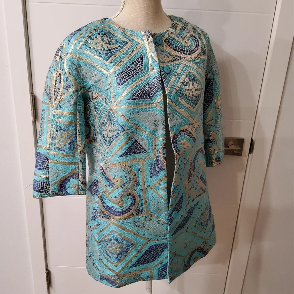 Chico's Mosaic Print Jacket Size 0P USA 4/6 P